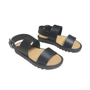 Kali Only Jr Glitter Sandals Girls Size 11 Black Sparkly Casual Party Kidcore